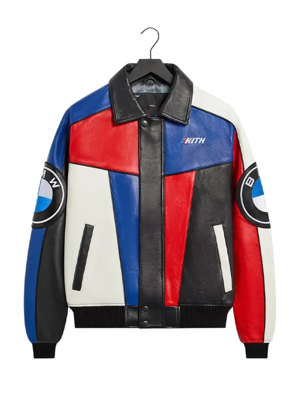 Kith & Avirex Color-Blocked Leather Moto Racing Jacket