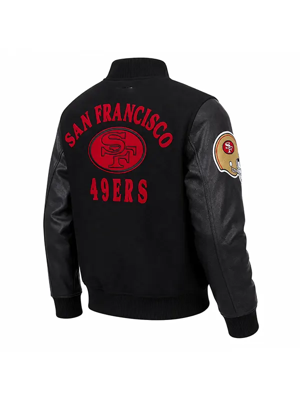 N-F-L San Francisco 49ers First Team Black Wool Varsity Jacket