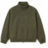 Olive Green Studded Canvas Bomber Jacket