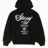 Stussy World Tour Oversized Black Zip Hoodie