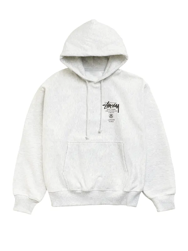Stüssy World Tour Zip Hoodie White