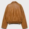 brown bomber jacket
