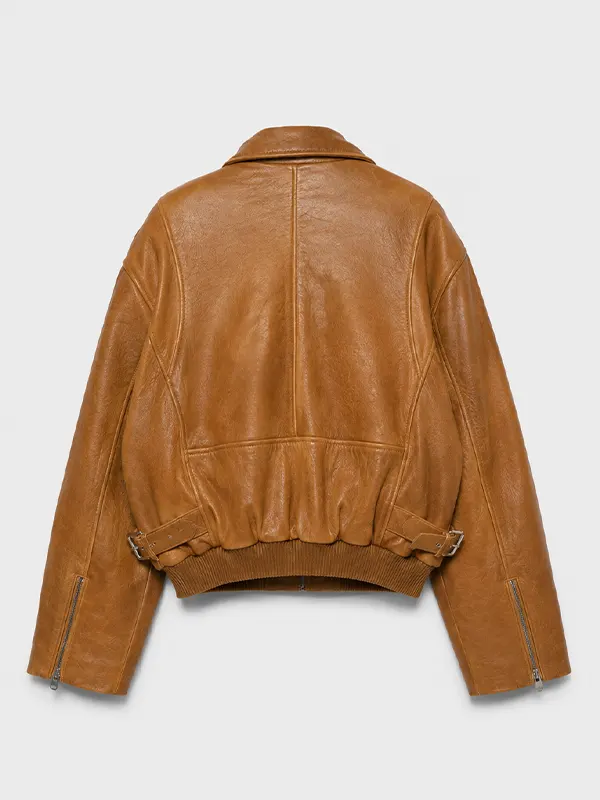 brown bomber jacket
