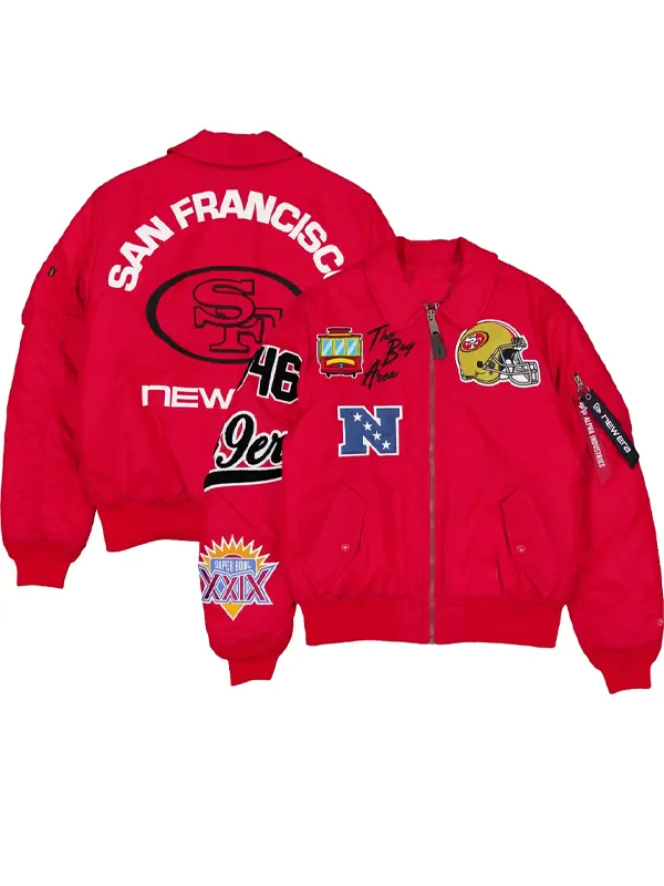 49ers New Era x Alpha Industries Scarlet MA-1 Full-Zip Bomber Jacket