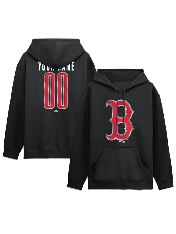 Boston Red Sox Black Metallic Custom Hoodie