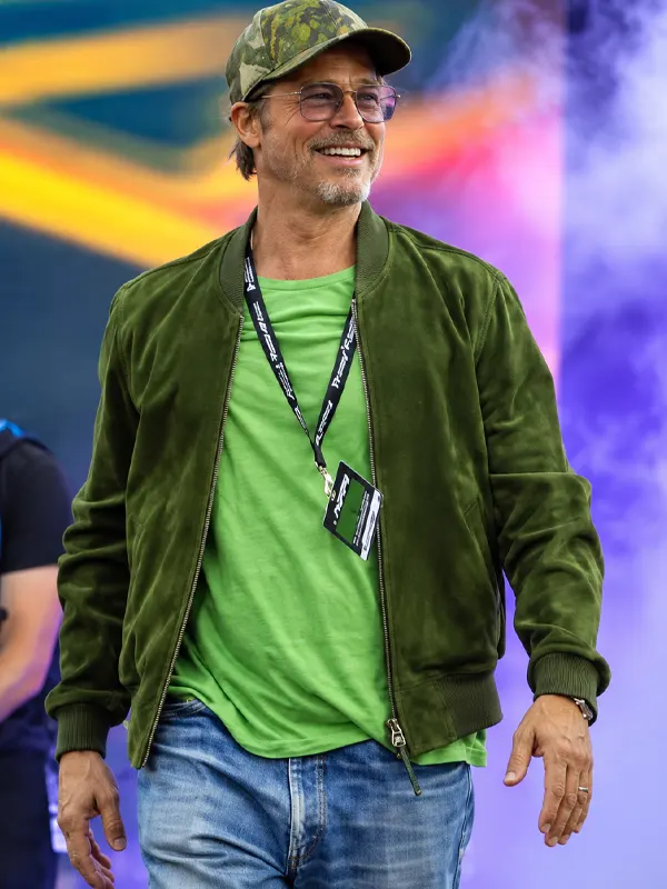 Brad Pitt NASCAR Green Bomber Jacket