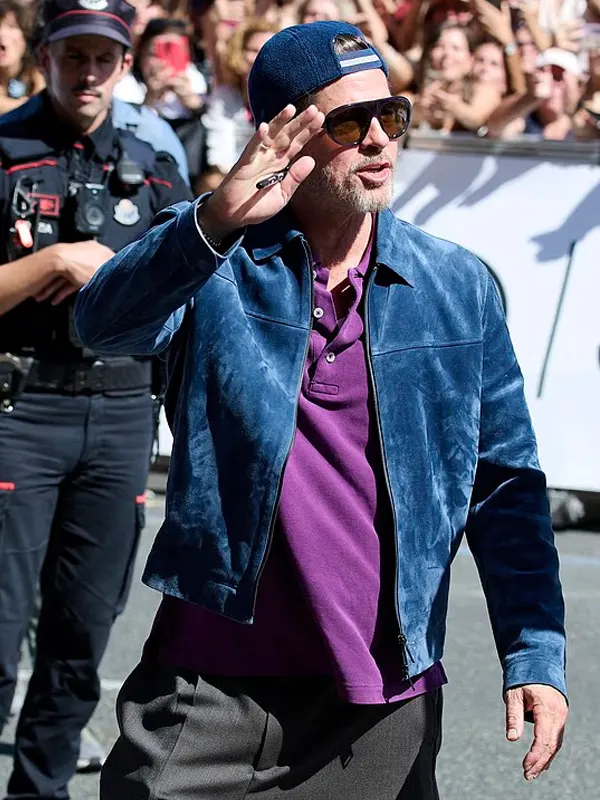 Brad Pitt blue suede jacket