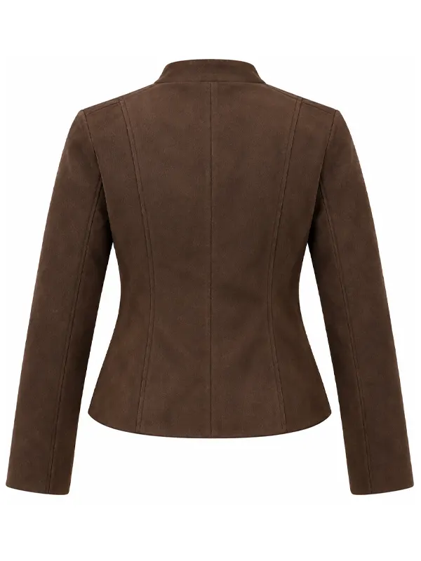 Brown Collarless Jacket
