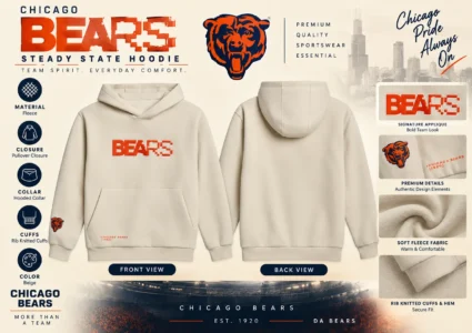 Chicago Bears Light Ivory Steady State Hoodie