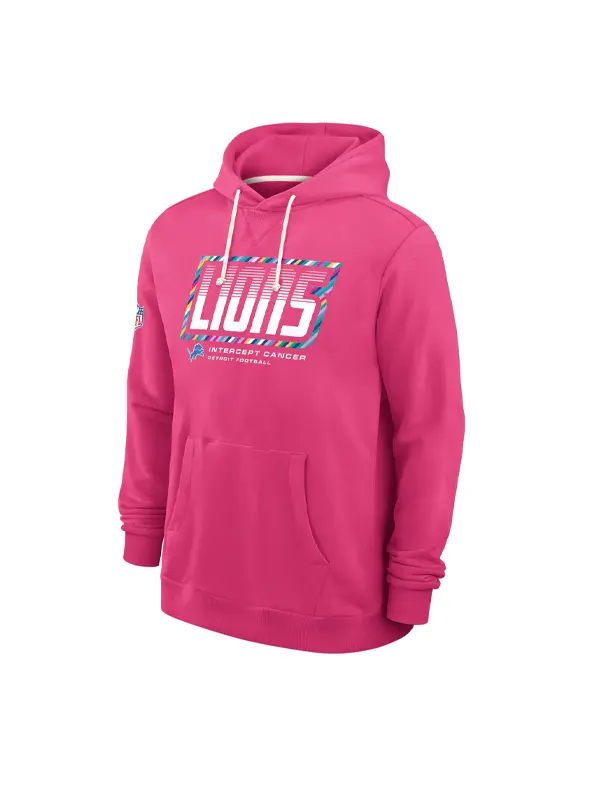 Detroit Lions 2026 Crucial Catch Pink Sideline Pullover Hoodie