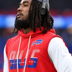 James Cook Bills Sideline Sleeveless Hoodie