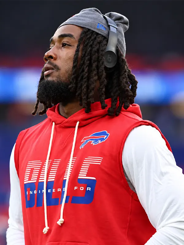 James Cook Bills Sideline Sleeveless Hoodie