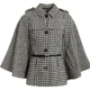 Monochrome Houndstooth Cape Jacket