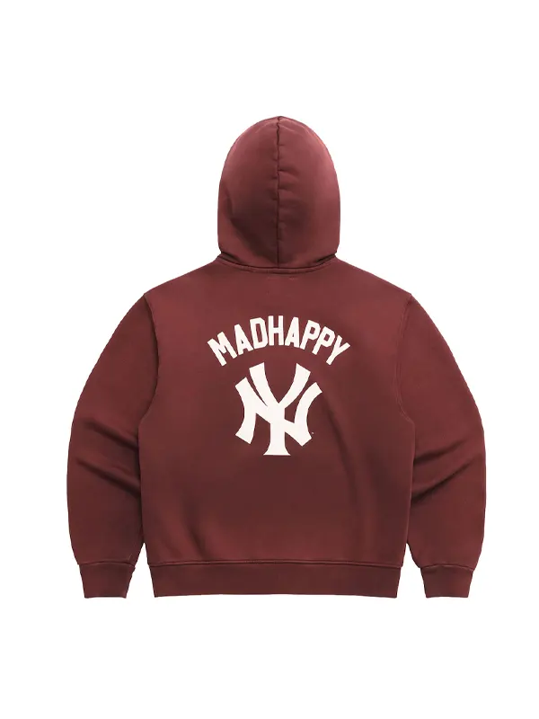 New York Yankees Washed Fleece Hoodie - Maroon
