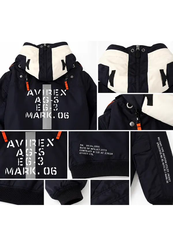 Radio Eva x Avirex Ma-1 Flight Jacket Back infograph