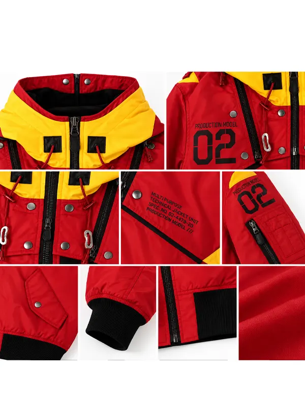 Radio Eva x Avirex Ma-1 Flight Red Jacket Front infograph