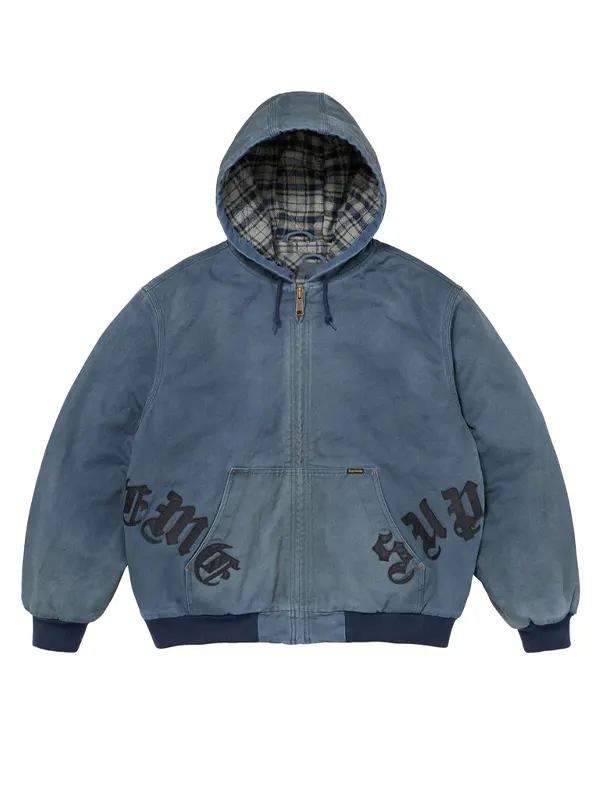 Supreme Leather Applique Hooded Work Jacket