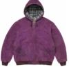 Supreme Leather Appliqué Hooded Work Jacket Purple