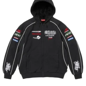 Supreme Racing Lined Zip Up Hooded Sweatshirt