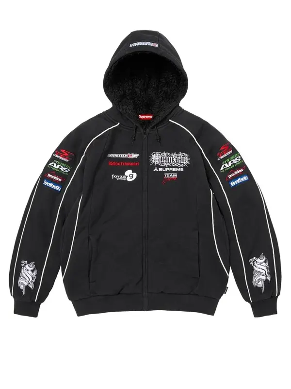 Supreme Racing Lined Zip Up Hooded Sweatshirt