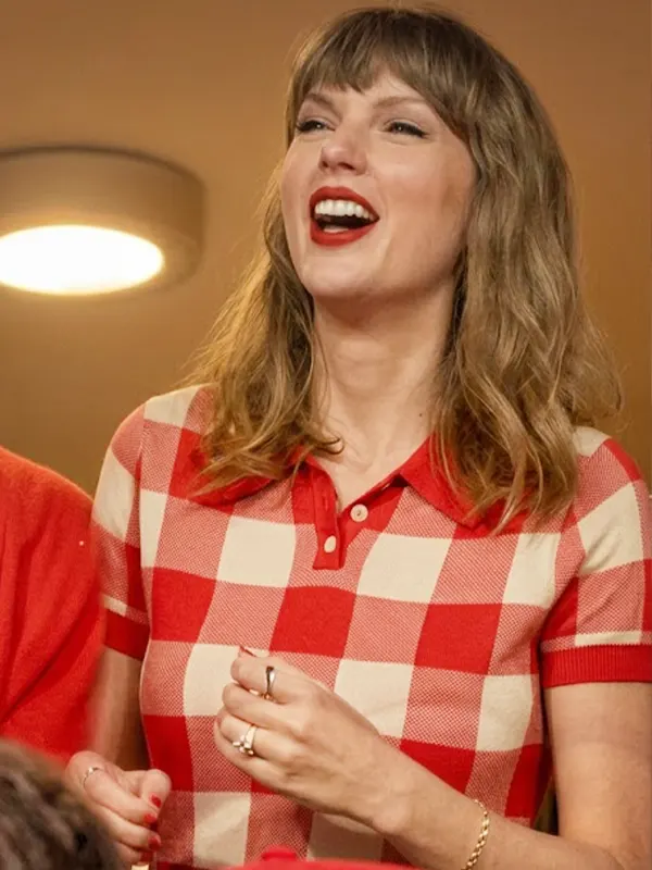 Taylor Swift Chiefs Game Red Checked Polo Dress