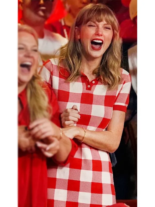 Taylor Swift Chiefs Game Red Checked Polo Dress - Image 2