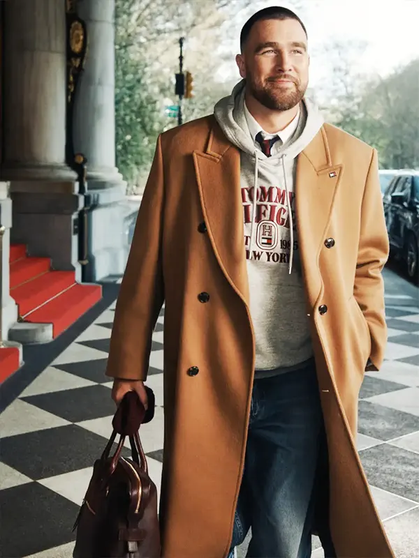 Travis Kelce brown coat 2026