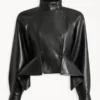 Black Leather Peplum Jacket