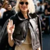 Naomi Watts’ PFW 2026 Brown Leather Bomber Jacket