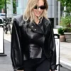 Sienna Miller Black Leather Peplum Jacket 2026
