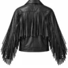 Women’s Leather Fringe Biker Jacket - Image 2