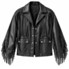 Women’s Black Genuine Leather Fringe Jacket