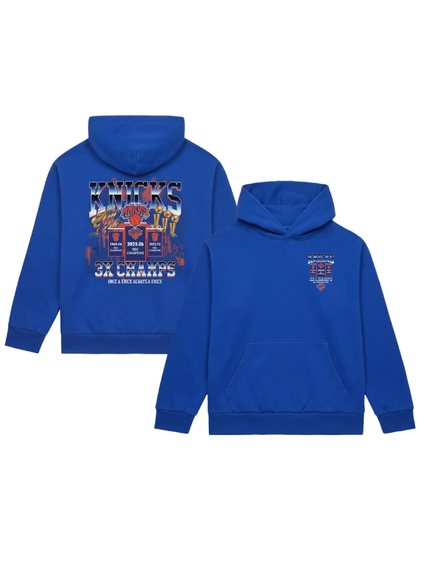 New York Knicks 3X Champs blue pullover hoodie
