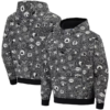 N-B-A Staple black white team logo print fleece hoodie