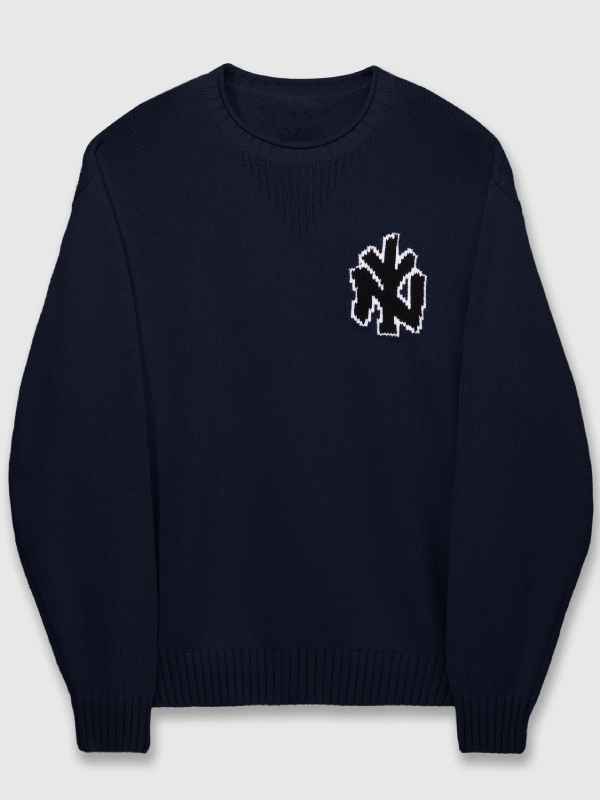 Staple Pigeon Yankees navy chunky knit pullover