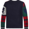 Yankees navy crewneck sweater with plaid and grey sleeve panels